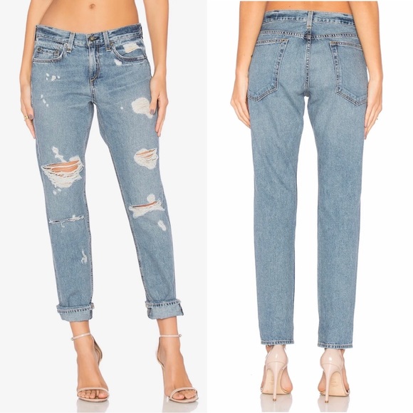 rag & bone Denim - Rag & Bone New York Boyfriend Distressed Beckers Blue Denim Jeans Slouchy Y2K 23